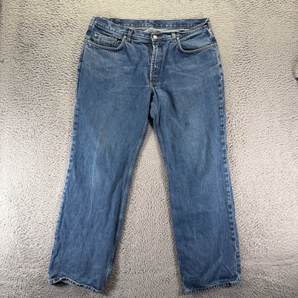 Brooks Brothers 346 Jeans Mens 38x32 Blue Cotton Denim Straight Workwear Baggy